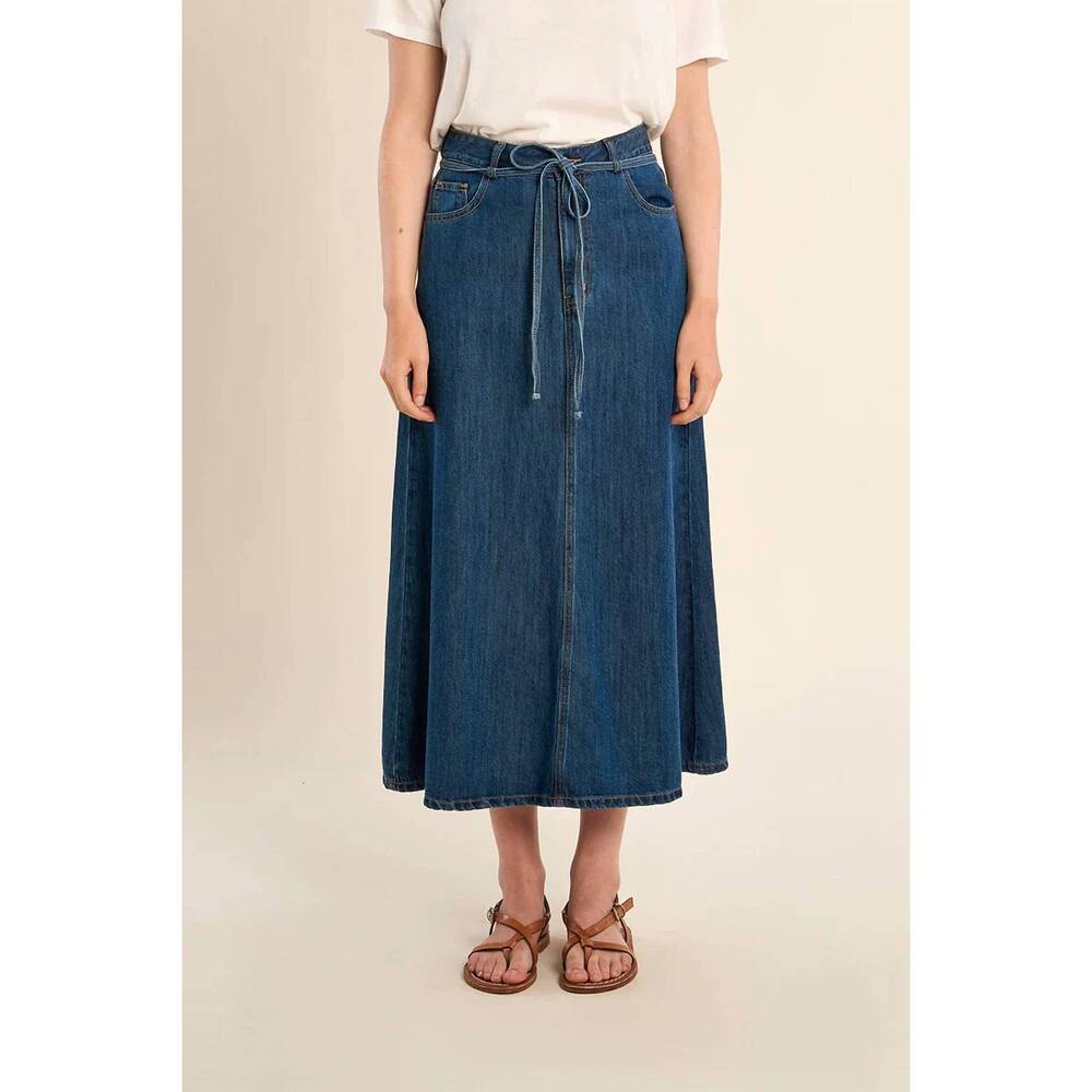 NEW MOLLY BRACKEN a-line denim skirt in blue